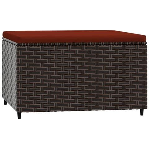 Poggiapiedi Da Giardino Con Cuscino In Polyrattan Marrone - Foto 1
