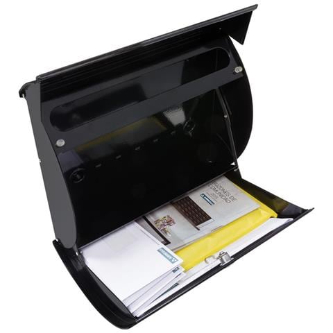 Aura E5404 Cassetta Postale Individuale In Acciaio, Di Grandi Dimensioni, Cassetta Della Posta Da Parete, Riviste E Buste C4, Nero - Foto 2