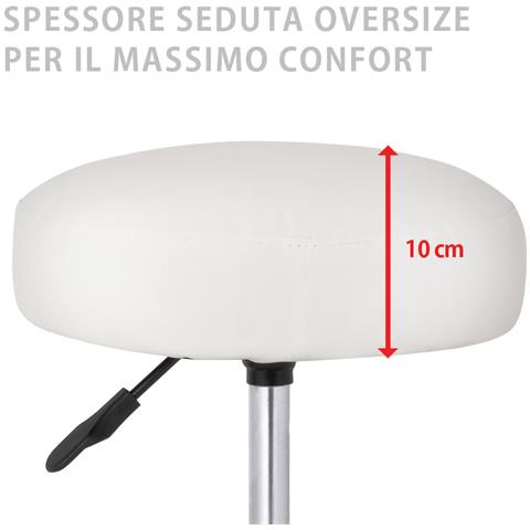 Sgabello Estetista Girevole Seduta Imbottita 10cm Ecopelle Salone Studio Bianco - Foto 5