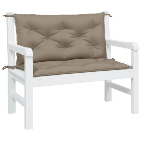 Cuscini Panca Da Giardino 2pz Tortora 100x50x7cm Tessuto Oxford - Foto 3