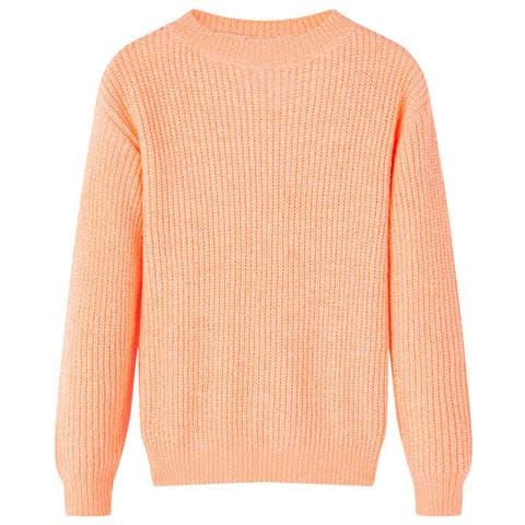 Maglione Da Bambina Lavorato A Mano Arancione Brillante 128 - Foto 1