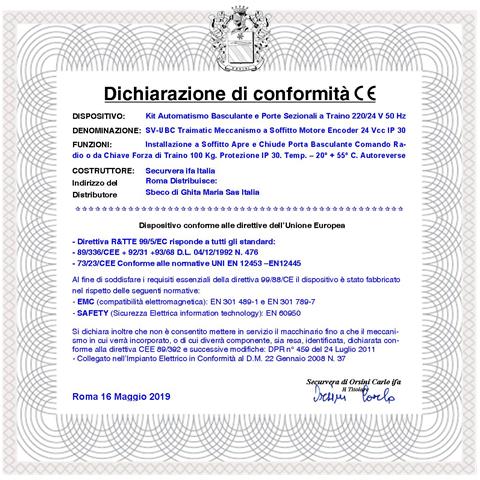 Porta Basculante Sezionale 100 Kg Motore 220/24 V Ricambio Automatismo Radiocomando Binario 3 Metri Sistema Autorevers - Foto 5