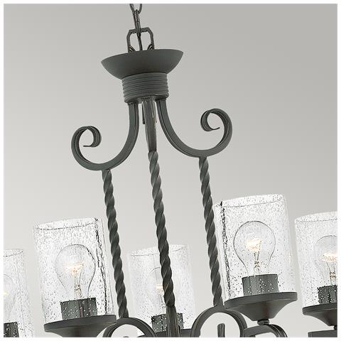 Lampadario Industrial Nordico Casa Alluminio Nero Antico Vetro 5 Luci E27 - Foto 2