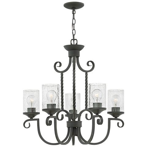 Lampadario Industrial Nordico Casa Alluminio Nero Antico Vetro 5 Luci E27 - Foto 1