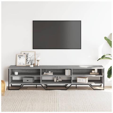 Mobile Porta Tv Grigio Sonoma 180x34x41cm In Legno Multistrato - Foto 3