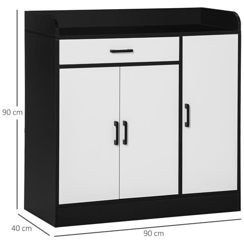 Mobiletto Da Cucina Moderno In Mdf Con 2 Armadietti, 1 Cassetto E Ripiani Regolabili, 90x40x90 Cm - Foto 2