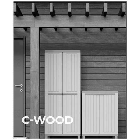 Armadio Portascope Alto In Resina Effetto Legno 4 Ripiani E Ante Con Apertura 180° C-wood 3680 - Foto 5