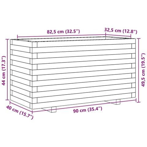 Fioriera Giardino Marrone Cera 90x40x49,5cm Legno Massello Pino - Foto 10