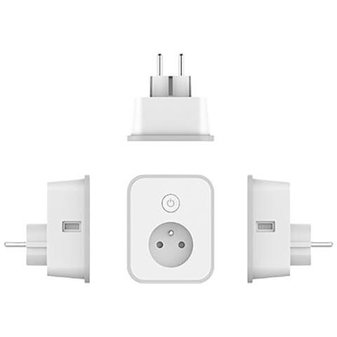 Presa Di Corrente Wi-fi Con Bluetooth 2 Usb A Con Misuratore 16a, Grigio - Foto 2