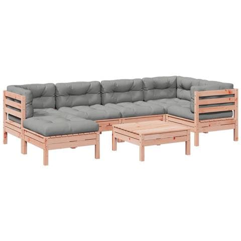Set Divani Giardino 7 Pz Cuscini Legno Massello Abete Douglas - Foto 2