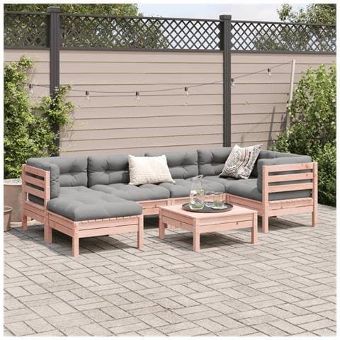 Set Divani Giardino 7 Pz Cuscini Legno Massello Abete Douglas - Foto 3