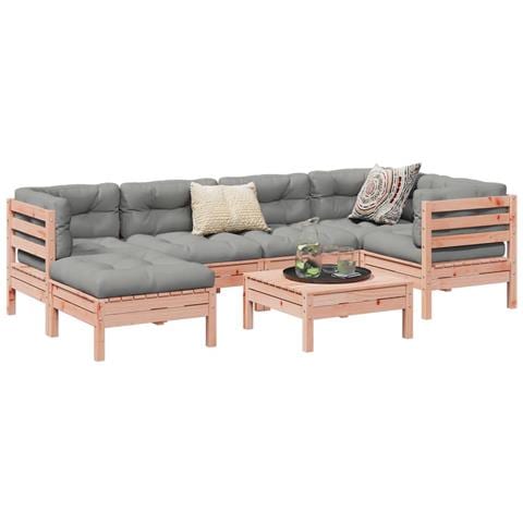 Set Divani Giardino 7 Pz Cuscini Legno Massello Abete Douglas - Foto 1