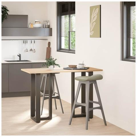 Gambe Tavolo Bar Forma T 2 Pz Naturale 50x35x(91-92)cm Acciaio - Foto 2