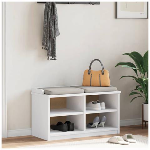 Panca Da Corridoio Sandnes Bianca 87x40x50 Cm In Legno Di Pino - Foto 3