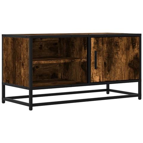 Mobile Tv Rovere Fumo 80x34,5x40 Cm Legno Multistrato E Metallo - Foto 2