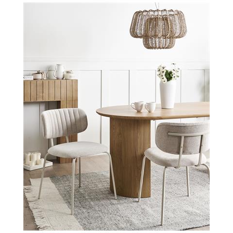 Set Di 2 Sedie Da Pranzo Irins Ciniglia Beige Chiaro - Foto 1