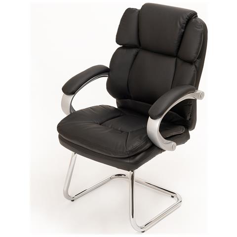 Coppia Poltroncine Visitatorein Ecopelle Nera Modello King Per Ufficio Scuola Studio Professionale - Foto 1