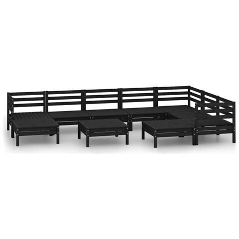 Lusso Casadino -  Set Salotto Da Giardino 10 Pz In Legno Massello Di Pino Nero - Foto 1