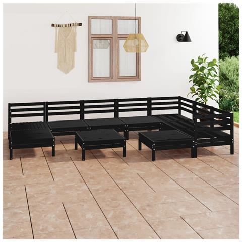 Lusso Casadino -  Set Salotto Da Giardino 10 Pz In Legno Massello Di Pino Nero - Foto 8