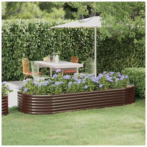 Letto Giardino Acciaio Verniciato Polvere 249x100x36cm Marrone - Foto 6