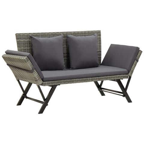 Lusso Casadino -  Panchina Da Giardino Con Cuscini 176 Cm In Polyrattan Grigio - Foto 2