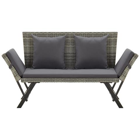 Lusso Casadino -  Panchina Da Giardino Con Cuscini 176 Cm In Polyrattan Grigio - Foto 1