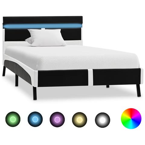 Giroletto Con Led Senza Materasso Nero In Similpelle 90x200 Cm - Foto 2