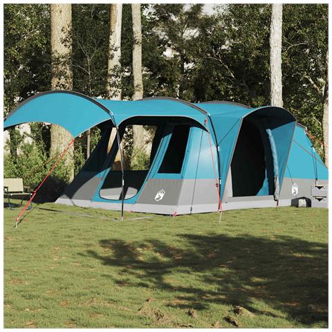 Tenda da Campeggio a Tunnel per 5 Persone Blu Impermeabile - Foto 1