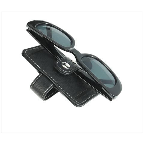 Clip Per Porta Occhiali Da Sole In Pelle Pu Per Visiera Auto Black - Foto 2