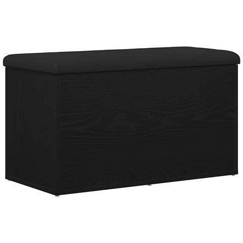 panchina da stoccaggio  nero rovere 80x40x45 cm in legno ingegnerizzato - Foto 1