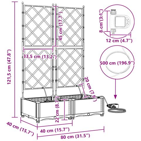 Fioriere con Sistema di Irrigazione 2 pezzi Bianche - Foto 9