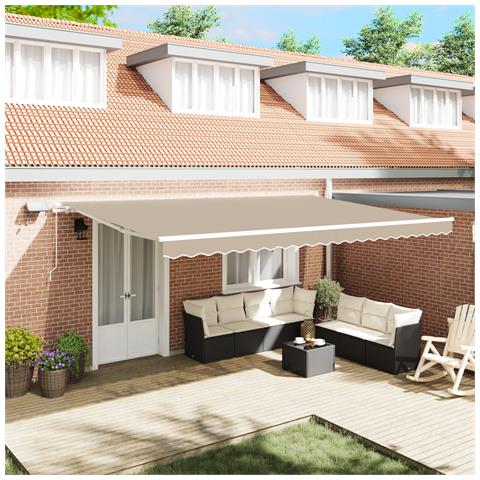 Tenda Retrattile Manuale con LED Beige 500x350 cm - Foto 2