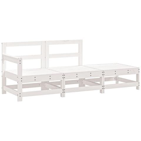 Set Salotto da Giardino 3 pz Bianco in Legno Massello di Pino - Foto 1