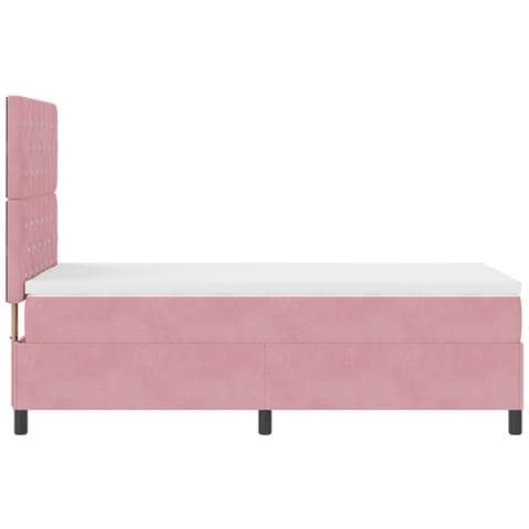 Letto Box Spring con Materasso Rosa Singolo in Velluto - Foto 9