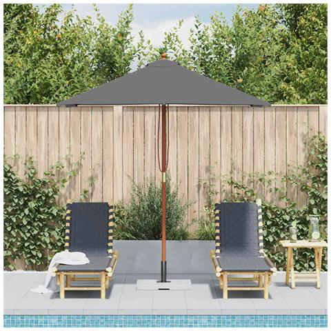 Lusso Casadino -  Ombrellone Da Esterni Con Palo In Legno 150x200 Cm Antracite - Foto 2