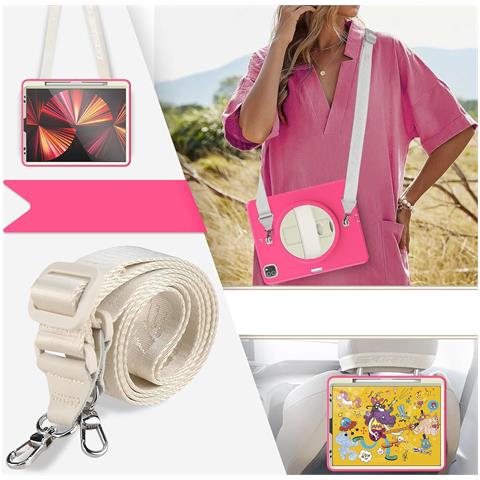 Custodia Per Ipad Pro 3/2/1 11"" Con Supporto E Tracolla Rosa - Foto 2