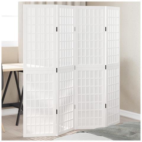 Divisorio Ambienti 4Pannelli Bianco Legno Massello di Paulownia - Foto 2