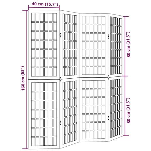 Divisorio Ambienti 4Pannelli Bianco Legno Massello di Paulownia - Foto 8
