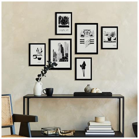 Set Di 6 Stampe Stampe Artistiche E Astratte Per L'interior Design Con Inchiostro Nero Per Il Cortile A3 & A4 Senza Cornice - Foto 4