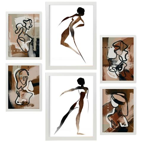 Set Di 6 Stampe Body Virtue 1 In Dipinti Decorativi Estetici Astratti Femminili Per Il Tuo Soggiorno Di Casa A3 & A4 Cornice Bianca - Foto 1