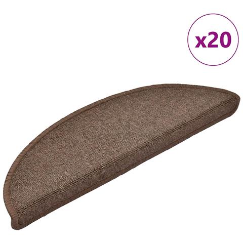 Tappetini per scale 20 pz 56x17x3 cm Marrone caffè Semicircolari - Foto 1