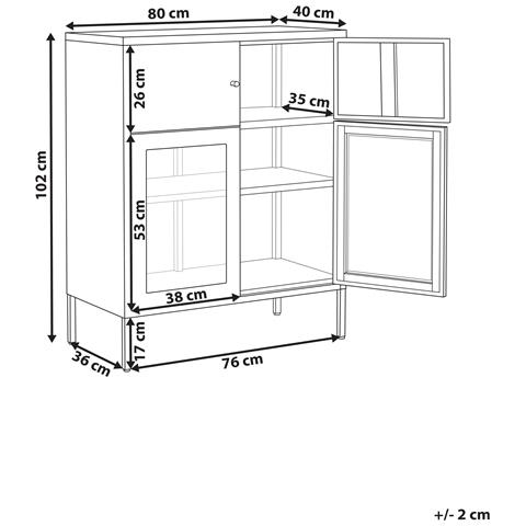 Vetrina In Vetro Esholt Metallo 80 Cm Beige Chiaro - Foto 4