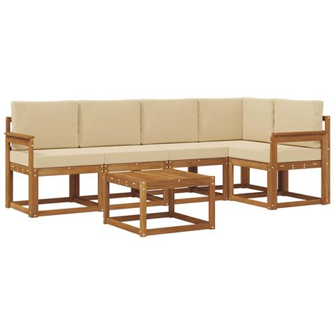 Set di divani con cuscino 6 pcs Naturale e Beige - Foto 1