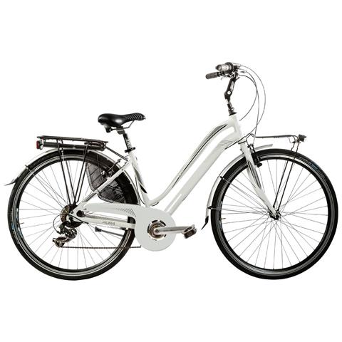 Bici Da Donna Misura 28 City Bike Bicicletta Aura7v Linea Aura Telaio In Alluminio Cambio 7v Completa Di Accessori E Luci A Led - 44 Bianco - Foto 1