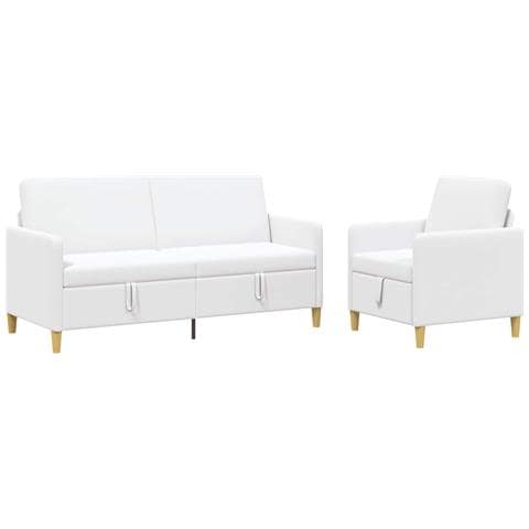 Set di Divani con Storage 2 pcs Bianco Poliestere - Foto 1