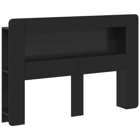 Testata del letto con archiviazione Nero Legno ingegnerizzato - Foto 1