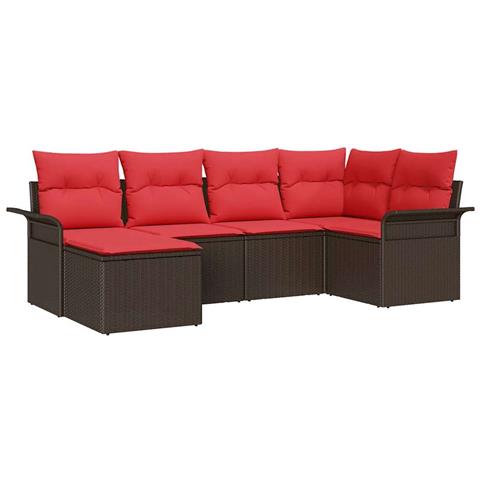 Set Divano da Giardino 6 pcs Marrone polyrattan - Foto 1