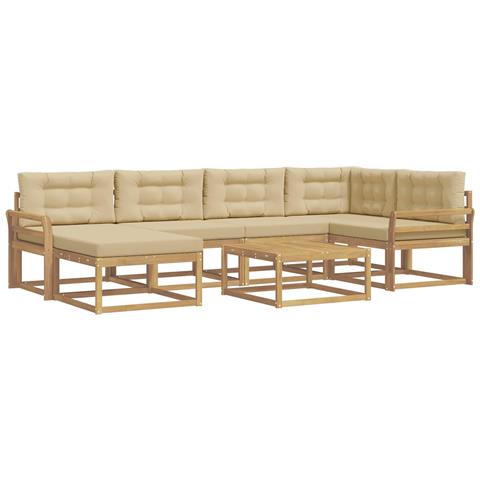 Set di divani da esterno 7 pcs Bianco e Beige - Foto 1