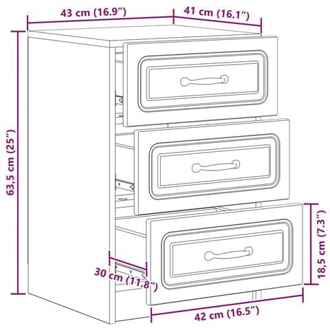 Armadio da Notte con cassetto Legno antico 43 x 41 x 63,5 cm - Foto 9