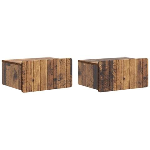 Mobiletto da notte a muro 2 pcs Legno antico 49 x 34,5 x 24 cm - Foto 1